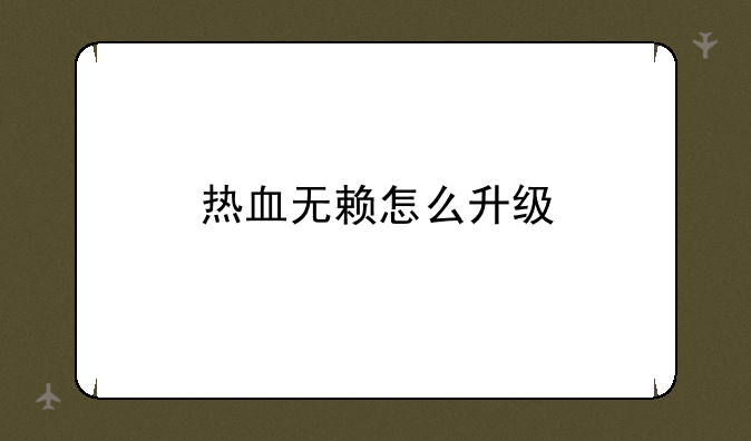 热血无赖怎么升级
