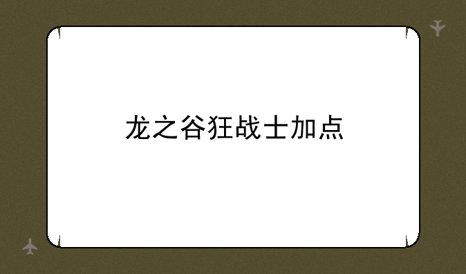 龙之谷狂战士加点
