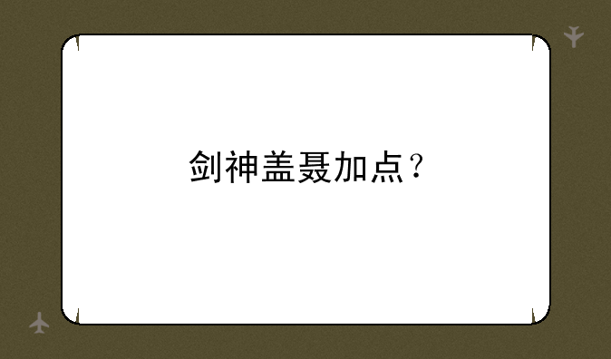 剑神盖聂加点？