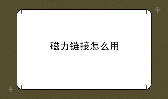磁力链接怎么用