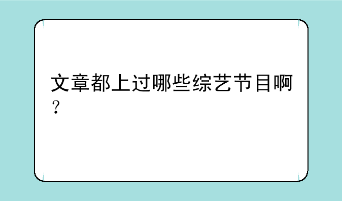 文章都上过哪些综艺节目啊？