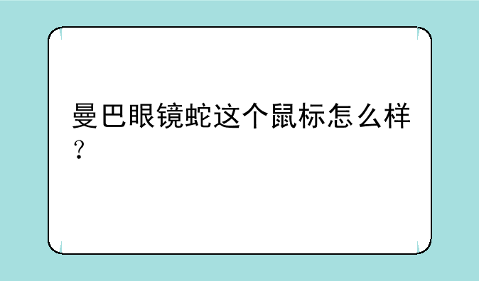 曼巴眼镜蛇这个鼠标怎么样？