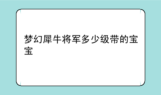 梦幻犀牛将军多少级带的宝宝