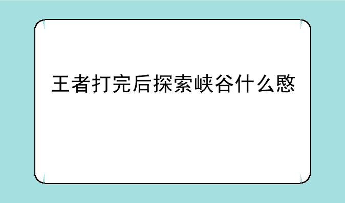 王者打完后探索峡谷什么意思