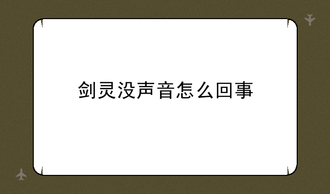 剑灵没声音怎么回事