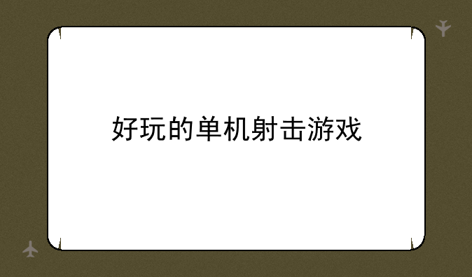好玩的单机射击游戏