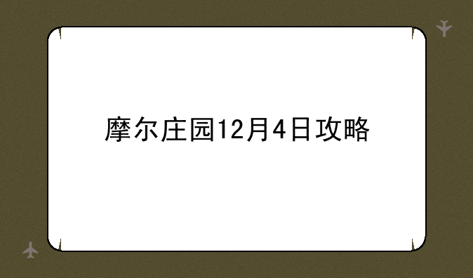 摩尔庄园12月4日攻略