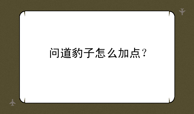 问道豹子怎么加点？