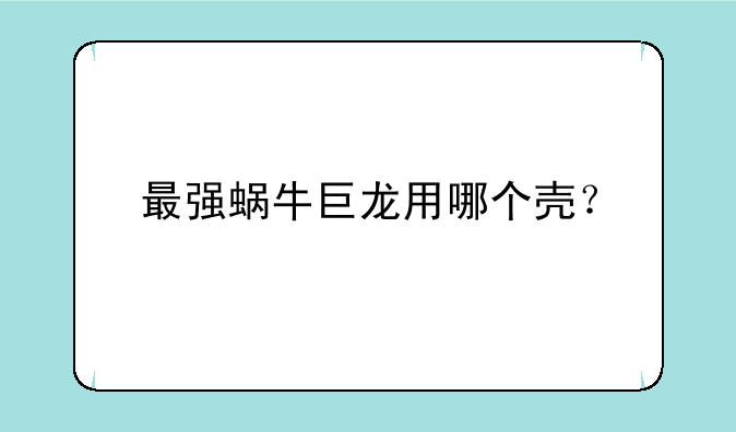 最强蜗牛巨龙用哪个壳？