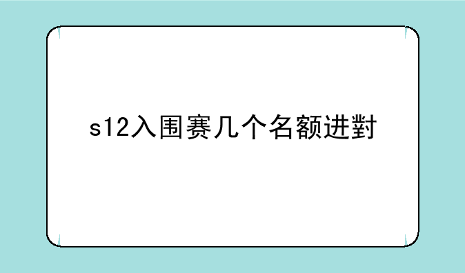 s12入围赛几个名额进小组赛