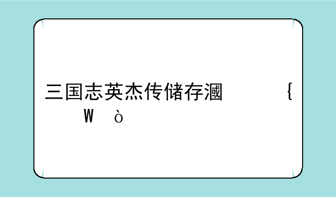 三国志英杰传储存漏洞法？