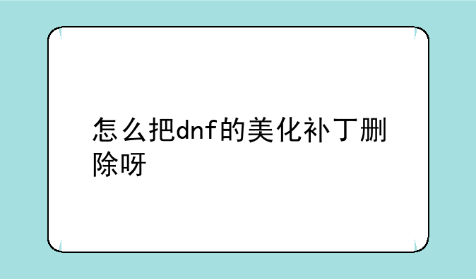 怎么把dnf的美化补丁删除呀