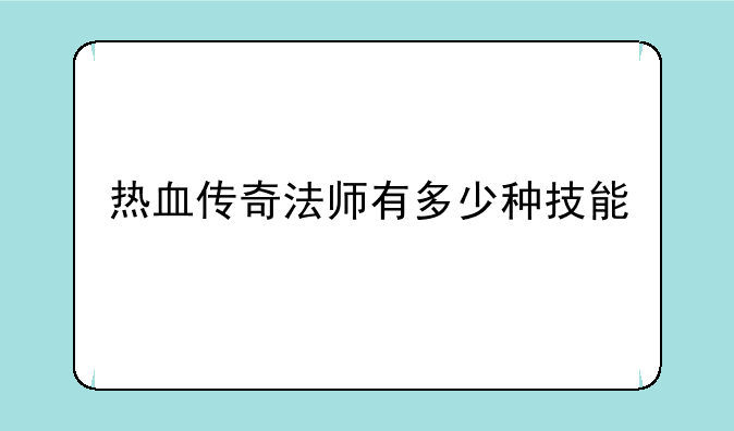 热血传奇法师有多少种技能