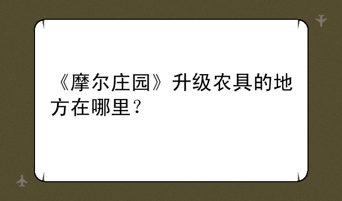 《摩尔庄园》升级农具的地方在哪里？