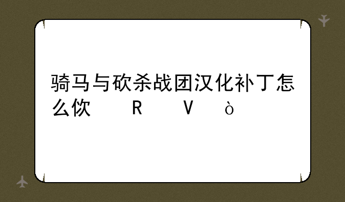 骑马与砍杀战团汉化补丁怎么使用啊？