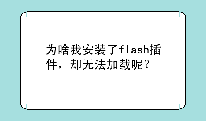 为啥我安装了flash插件，却无法加载呢？
