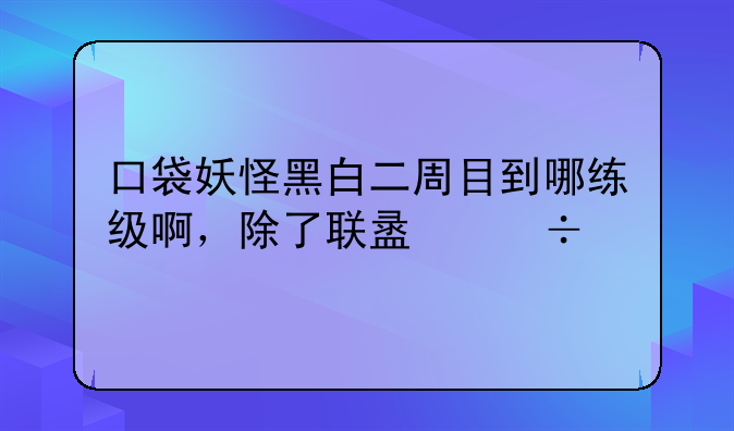 口袋妖怪黑白二周目到哪练级啊，除了联盟都打遍了