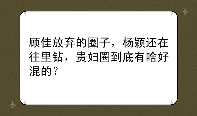 顾佳放弃的圈子，杨颖还在往里钻，贵妇圈到底有啥好混的？