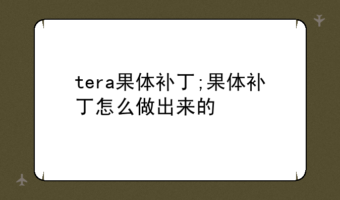 tera果体补丁;果体补丁怎么做出来的