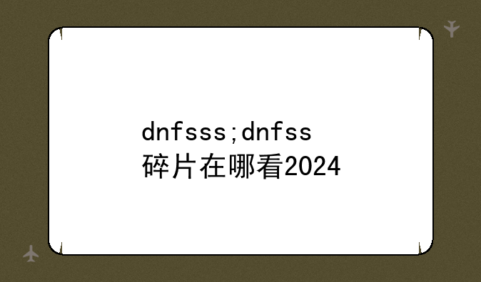 dnfsss;dnfss碎片在哪看2024