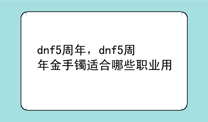 dnf5周年，dnf5周年金手镯适合哪些职业用