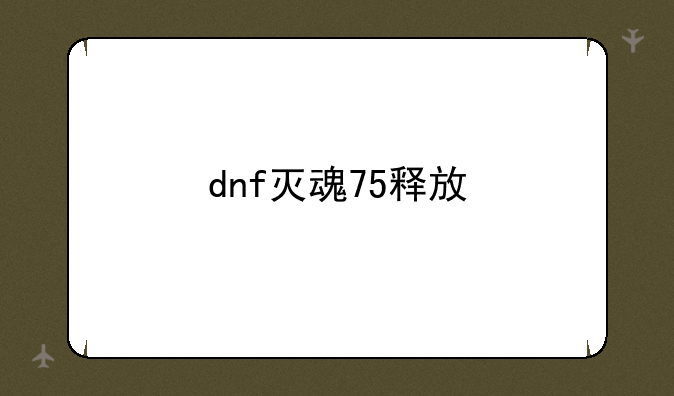 dnf灭魂75释放
