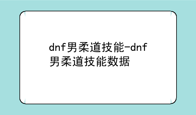 dnf男柔道技能-dnf男柔道技能数据