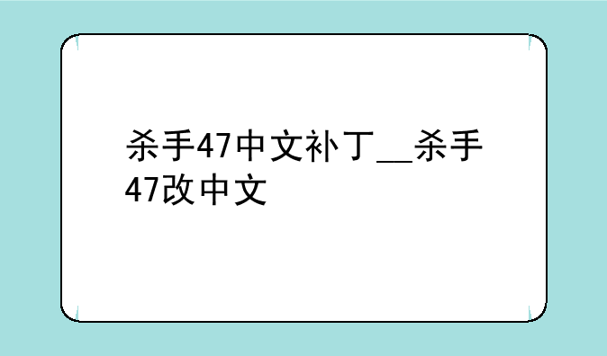 杀手47中文补丁__杀手47改中文