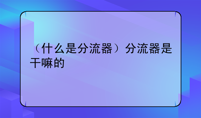 （什么是分流器）分流器是干嘛的