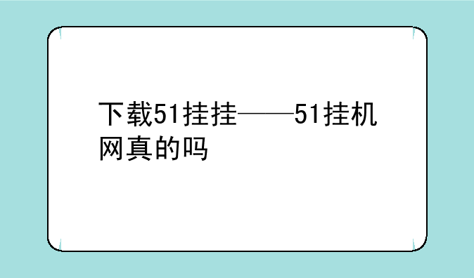 下载51挂挂——51挂机网真的吗