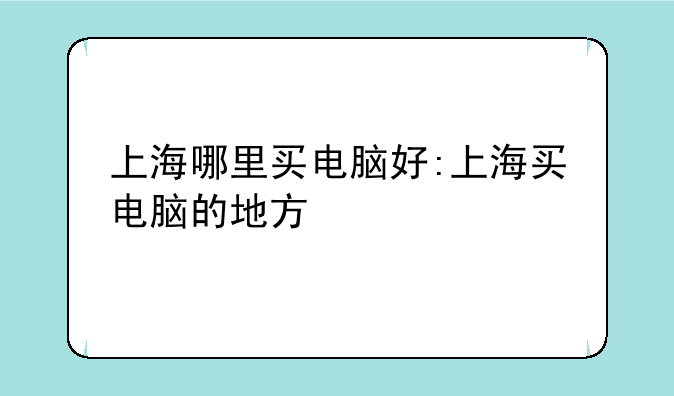 上海哪里买电脑好:上海买电脑的地方