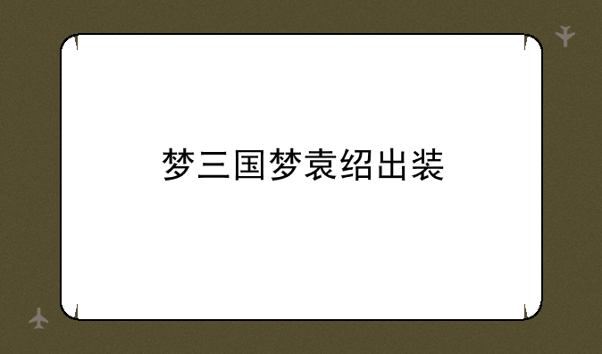 梦三国梦袁绍出装