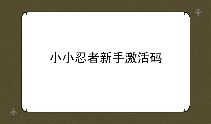 小小忍者新手激活码