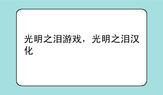 光明之泪游戏，光明之泪汉化